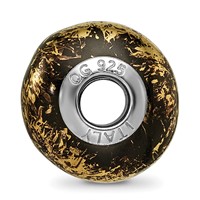 Sterling Silver Reflections Black with Gold Foil Ceramic Bead view 2