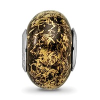 Sterling Silver Reflections Black with Gold Foil Ceramic Bead view 5