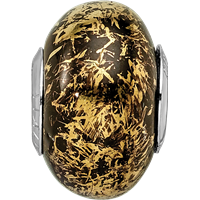 Sterling Silver Reflections Black with Gold Foil Ceramic Bead view 3