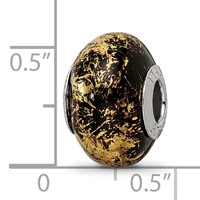 Sterling Silver Reflections Black with Gold Foil Ceramic Bead view 4