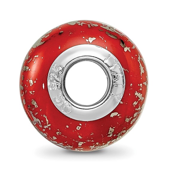 Sterling Silver Reflections Red w/Platinum Foil Ceramic Bead