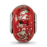 Sterling Silver Reflections Red with Platinum Foil Ceramic Bead view 5