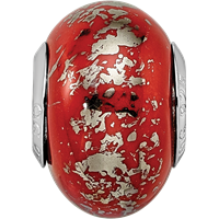 Sterling Silver Reflections Red with Platinum Foil Ceramic Bead view 3