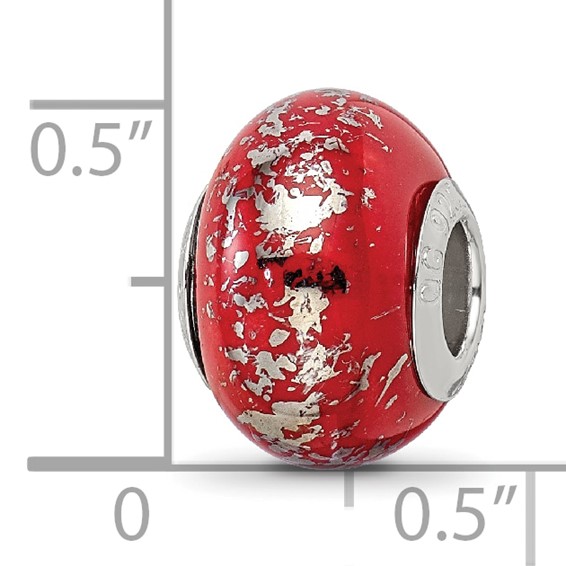 Sterling Silver Reflections Red w/Platinum Foil Ceramic Bead