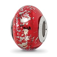 Sterling Silver Reflections Red with Platinum Foil Ceramic Bead view 1