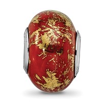 Sterling Silver Reflections Red with Gold Foil Ceramic Bead view 5
