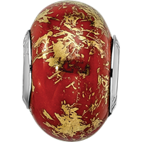 Sterling Silver Reflections Red with Gold Foil Ceramic Bead view 3