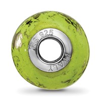 Sterling Silver Reflections Green with Platinum Foil Ceramic Bead view 2