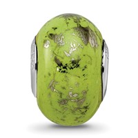 Sterling Silver Reflections Green with Platinum Foil Ceramic Bead view 5