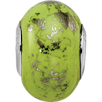 Sterling Silver Reflections Green with Platinum Foil Ceramic Bead view 3