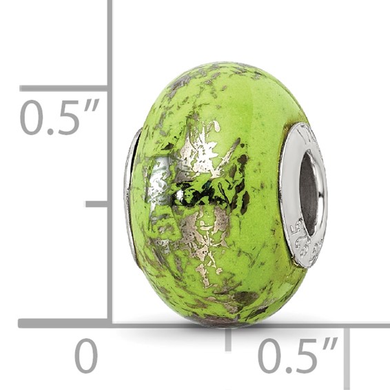 Sterling Silver Reflections Green w/Platinum Foil Ceramic Bead