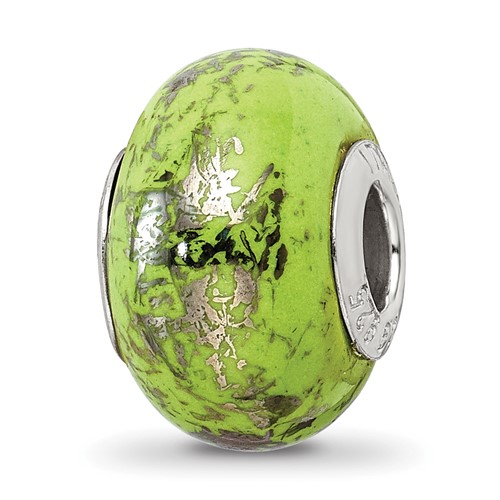 Sterling Silver Reflections Green with Platinum Foil Ceramic Bead