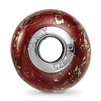 Sterling Silver Reflections Dark Red with Platinum Foil Ceramic Bead view 2
