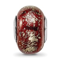 Sterling Silver Reflections Dark Red with Platinum Foil Ceramic Bead view 5