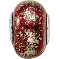 Sterling Silver Reflections Dark Red with Platinum Foil Ceramic Bead view 3