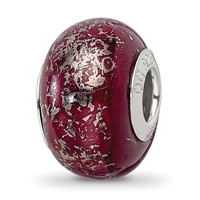 Sterling Silver Reflections Dark Red with Platinum Foil Ceramic Bead view 1