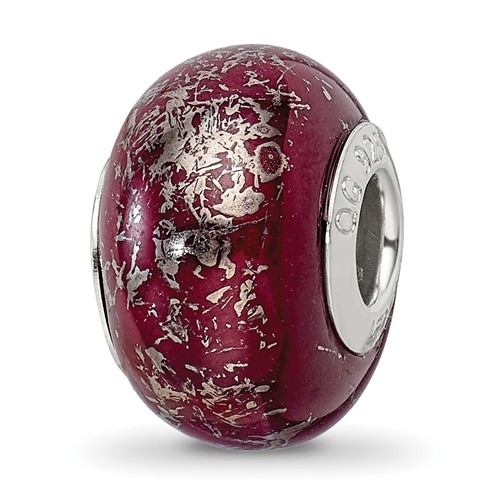 Sterling Silver Reflections Dark Red with Platinum Foil Ceramic Bead
