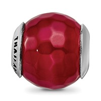 Sterling Silver Reflections Fuchsia Cracked Agate with Shell Stone Bead view 5