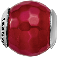 Sterling Silver Reflections Fuchsia Cracked Agate with Shell Stone Bead view 3