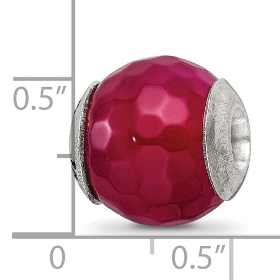 Sterling Silver Reflections Fuchsia Cracked Agate with Shell Stone Bead