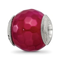 Sterling Silver Reflections Fuchsia Cracked Agate with Shell Stone Bead view 1