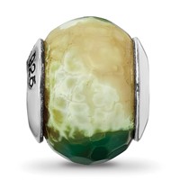 Sterling Silver Reflections Green Cracked Agate with Shell Stone Bead view 5