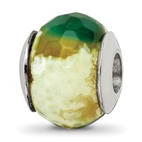 Sterling Silver Reflections Green Cracked Agate with Shell Stone Bead view 1