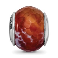 Sterling Silver Reflections Red Cracked Agate with Shell Stone Bead view 3