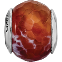 Sterling Silver Reflections Red Cracked Agate with Shell Stone Bead view 4