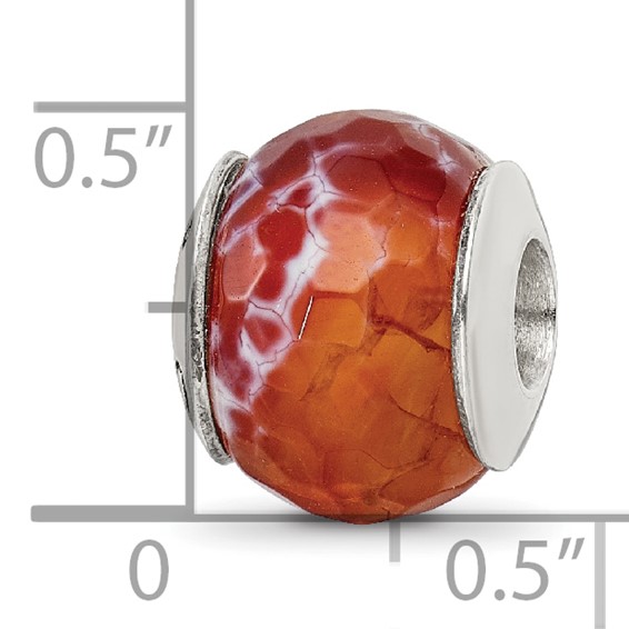 Sterling Silver Reflections Red Cracked Agate with Shell Stone Bead