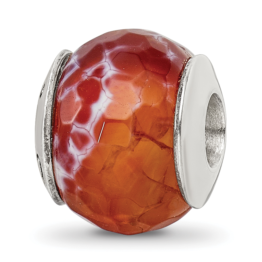 Silver Reflections Red Cracked Agate with Shell Stone Bead QRS2350 ...