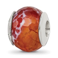 Sterling Silver Reflections Red Cracked Agate with Shell Stone Bead view 1