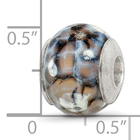 Sterling Silver Reflections Grey Cracked Agate with Shell Stone Bead