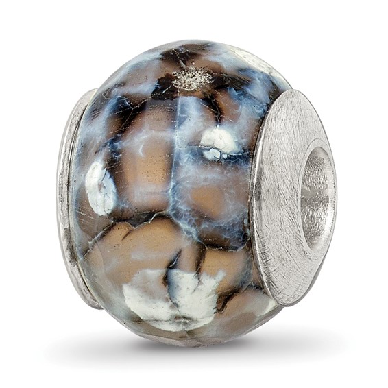 Sterling Silver Reflections Grey Cracked Agate with Shell Stone Bead