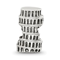 Sterling Silver Reflections Leaning Tower of Pisa Bead view 4