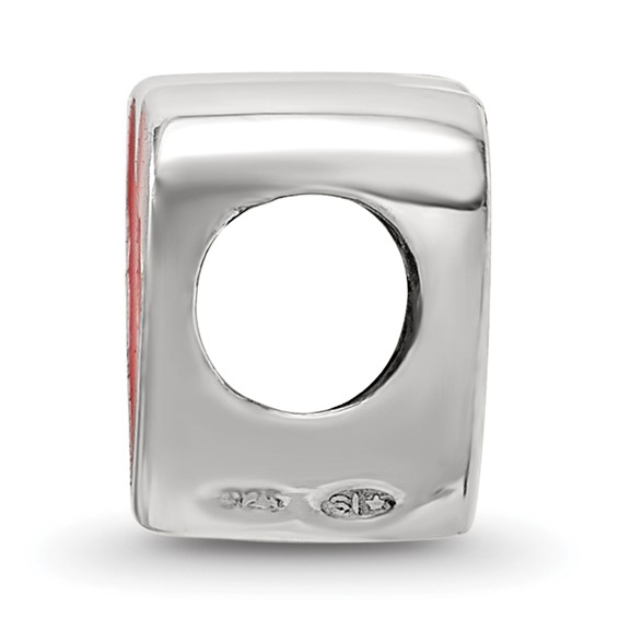 Sterling Silver Red Enameled Heart Reflections Bead