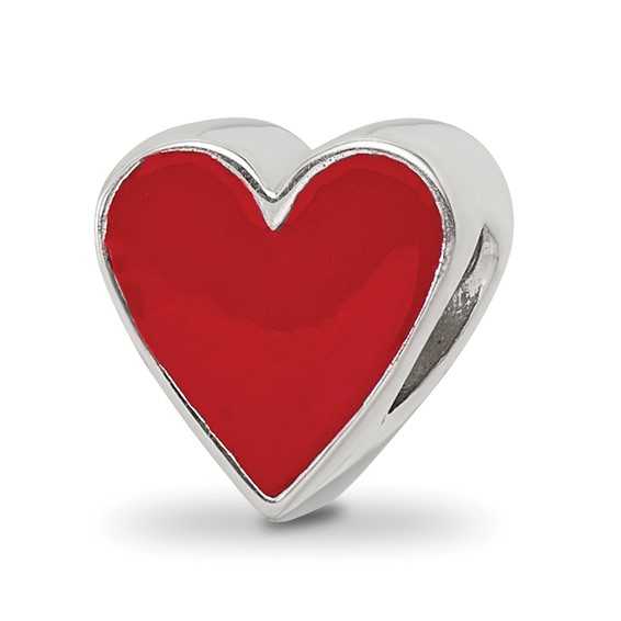 Sterling Silver Red Enameled Heart Reflections Bead