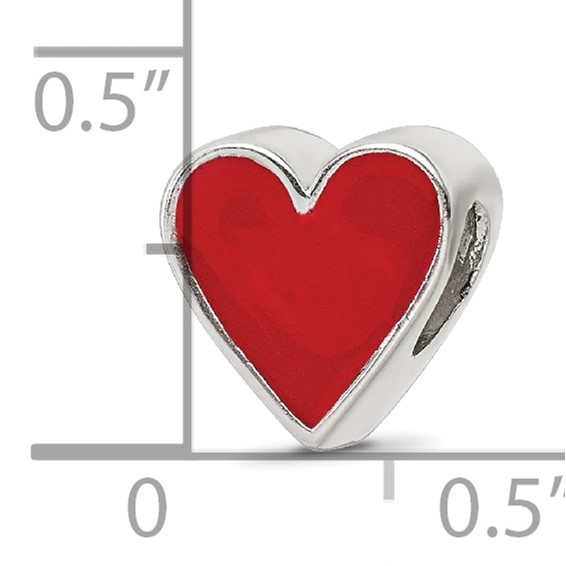 Sterling Silver Red Enameled Heart Reflections Bead