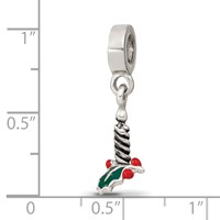 Sterling Silver Reflections Candle with Holly Leaf Dangle Bead view 3