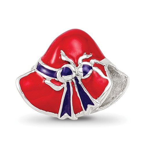 Sterling Silver Reflections Enameled Red Hat Society Bead