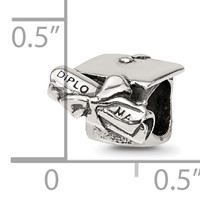 Sterling Silver Reflections Graduation Cap & Diploma Bead view 5