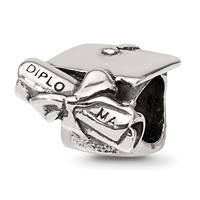 Sterling Silver Reflections Graduation Cap & Diploma Bead view 1