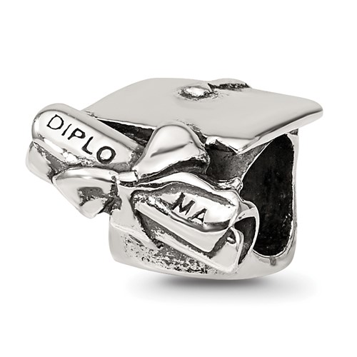 Sterling Silver Reflections Graduation Cap & Diploma Bead