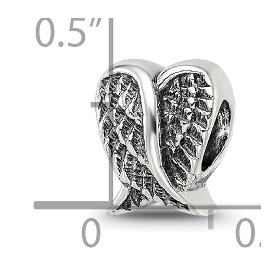 Sterling Silver Reflections Heart Shaped Wings Bead