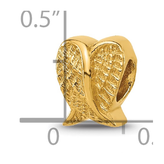 Sterling Silver Reflections Gold-plated Angel Wings Bead