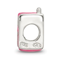Sterling Silver Reflections Kids Enameled Pink Cell Phone Bead view 2