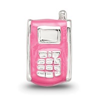 Sterling Silver Reflections Kids Enameled Pink Cell Phone Bead view 3