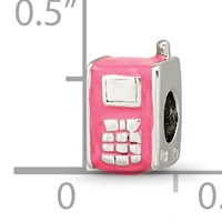 Sterling Silver Reflections Kids Enameled Pink Cell Phone Bead view 4