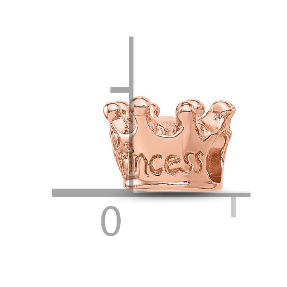 Sterling Silver Reflections Rose Gold-plated Princess Crown Kids Bead
