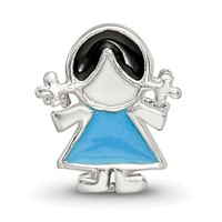 Sterling Silver Reflections Enameled Blue Dress Girl Bead view 3